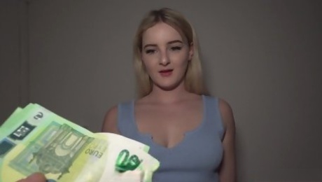 Lovely Plump Busty Blonde Doesn't Mind Sucking a Strangers Dick And Fucking With Him For Big Money