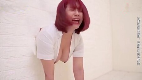 Asian Stuck In Wall Gets Fucked & Creampied