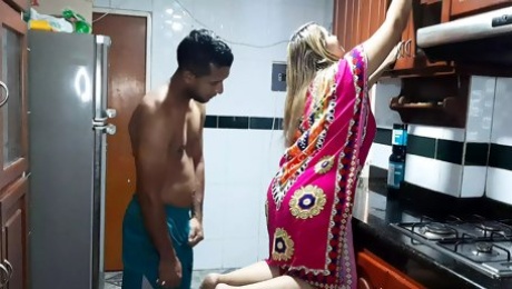 I surprise this horny blonde while she cleans and I eat her pussy