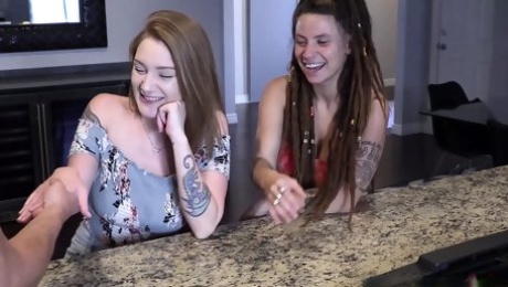 2 Lesbians FUCK Straight DADDY for some extra cash! SO BAD!