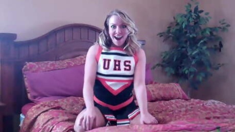 Caught jerking off by the head cheerleader JOI