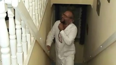 Naughty German nurse drinks cum after hardcore fuck