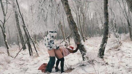 Blonde Step Sister fuck and suck Her Horny Step Brother in the forest public sex