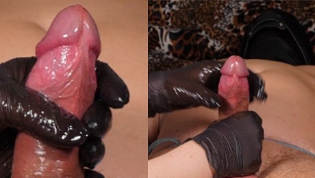 Gloves mistress gives extreme post orgasm torture on tied slave at the head of the cock after he cum
