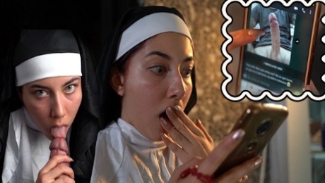 Naive Nun is tricked by WhatsApp and exorcises a cock