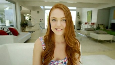 RedHead Teen Farrah Flower teases black guy and cums on his big dick